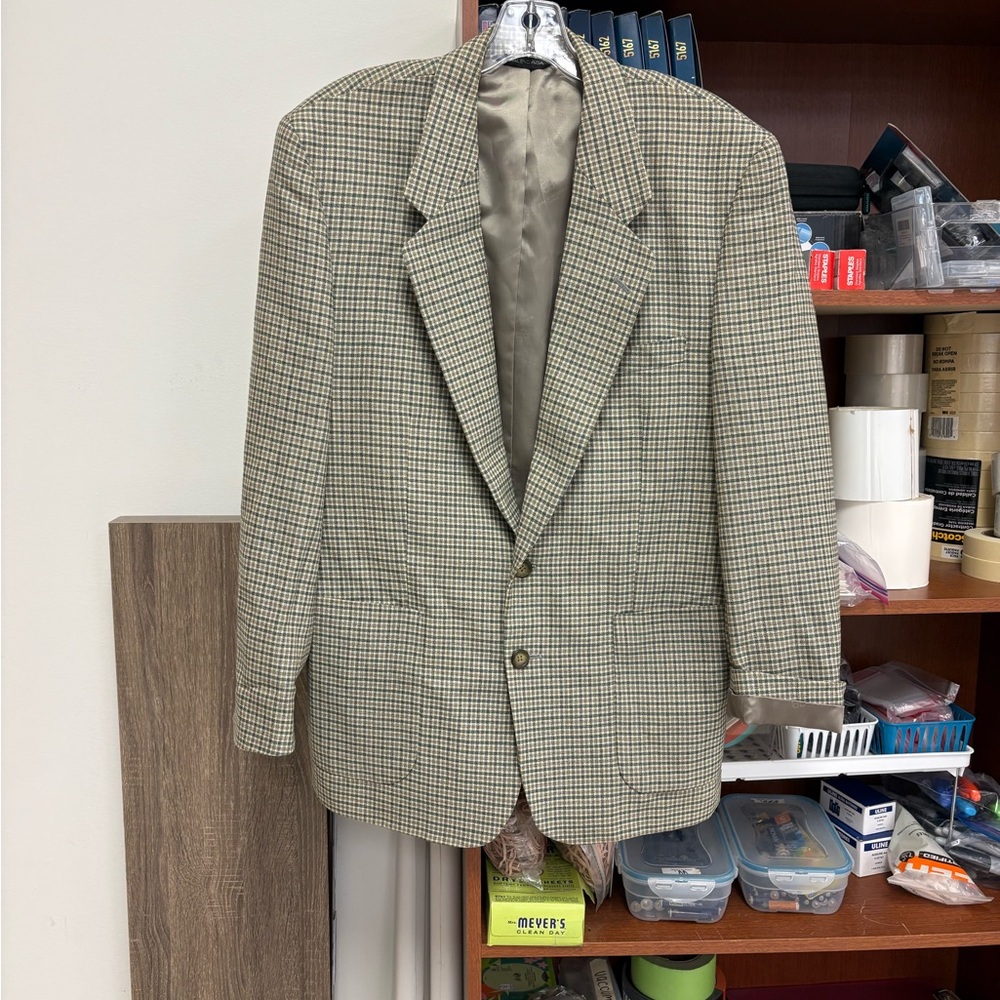 Balenciaga Men's Beige Checkered Blazer